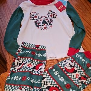 Disney Kids Pajamas - Green and Red Mickey Mouse Set